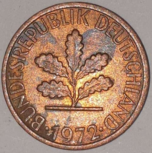 1972 G - 1 PFENNIG - ONE PFENNIG - GERMANY - FEDERAL REPUBLIC - (Copper Plated Steel)